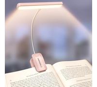 Glocusent Lampe de Lecture 26 LED, Lampe Livre Clip Rechargeable USB-C avec 5 Luminosités & 5 Couleurs, 360° Cou Flexible, Lampe de Lecture pour Lire au Lit, Autonomie 90h, Légère & Portable (Rosa)