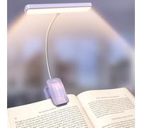 Glocusent Lampe de Lecture 26 LED, Liseuse Lampe de Lecture Clip Rechargeable USB-C, 5 Luminosités & 5 Couleurs, 360° Cou Flexible, Longue Durée (Lilas)