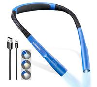 Glocusent Lampe de Lecture de Cou LED pour Lire au Lit, Minuterie de 30 Minutes, 3 Couleurs et 3 Niveaux de Luminosité Réglables, Rechargeable & Longue Durée (Bleu)
