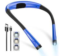 Glocusent Lampe de Lecture de Cou Rechargeable, Liseuse de Lecture au Lit à Bras Pliables, 6 Niveaux de Luminosité, 3 Couleurs, Longue Durée de Vie, Parfaite pour Lecture, Tricot