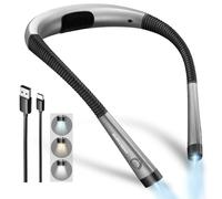 Glocusent Lampe de Lecture de Cou Rechargeable, Liseuse de Lecture au Lit à Bras Pliables, 6 Niveaux de Luminosité, 3 Couleurs, Longue Durée de Vie, Parfaite pour Lecture, Tricot