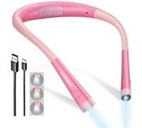 Glocusent Lampe de Lecture de Cou Rechargeable, Liseuse de Lecture au Lit à Bras Pliables, 6 Niveaux de Luminosité, 3 Couleurs, Longue Durée de Vie, Parfaite pour Lecture, Tricot