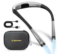 Glocusent Lampe de Lecture de Cou Rechargeable, Liseuse de Lecture au Lit à Bras Pliables, 6 Niveaux de Luminosité, 3 Couleurs, Longue Durée de Vie, Parfaite pour Lecture, Tricot (Étui EVA inclus)
