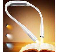 Glocusent Lampe de Lecture pour Liseuse et Livre - Lampe à Suspendre Rechargeable 100h, Lumière Réglable (5 Niveaux & Couleurs) pour Lecture Nuit, Couture. Léger et Confortable (Blanc)