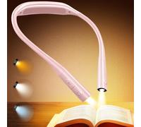 Glocusent Lampe de Lecture pour Liseuse et Livre - Lampe à Suspendre Rechargeable 100h, Lumière Réglable (5 Niveaux & Couleurs) pour Lecture Nuit, Couture. Léger et Confortable (Rose)