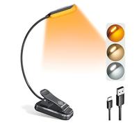 Glocusent Lampe Livre 10 LED, Lampe de Lecture au lit, Liseuse Lampe Rechargeable, 3 Couleurs & 3 Intensités, Autonomie 80h, Idéale pour Amoureux Livres, Gadget insolite utile