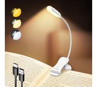Glocusent Lampe Livre 10 LED, Lampe de Lecture au lit, Liseuse Lampe Rechargeable, 3 Couleurs & 3 Intensités, Autonomie 80h, Idéale pour Amoureux Livres, Gadget insolite utile