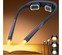 Glocusent Lampe tour de cou, lampe de lecture-3 couleurs et 5 niveaux de luminosité continue, lampe de lecture avec minuterie et aide au sommeil, rechargeable pendant 100 heures (Gris Bleu)