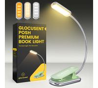 Glocusent Posh Premium Lampe Livre avec Minuterie,Lampe Lecture Rechargeable 16 LED, Fonctionne 160hrs,Soin des yeux 1800K sur Liseuse Lampe,3 Couleurs,5Niveaux de Luminosité,Parfaite pour Lecteurs