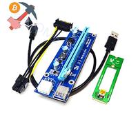 Glodenbridge M2 NGFF à 16X PCI-Express 6Pin Powered Riser Carte Adaptateur W/60CM USB 3.0 Câble et 6Pin à SATA Power Câble-GPU Riser Adaptateur-Ethereum Mining ETH (1*Paquet, Bleu)