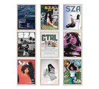Glodse SZA Lot de 9 affiches de couverture d'album pour chambre de fille et garçon, décoration murale de dortoir, sans cadre, 20,3 x 30,5 cm