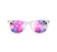 GloFX Ultimate Diffraction Glasses - Lunettes de soleil effet prisme 3D EDM arc-en-ciel style kaléidoscope rave, blanc