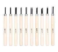 GLOGLOW 10pcs Sleet Knift Set Wood Gravure Outils pour L'artisanat avec une Poignée en Bois Dur et une Lame en Acier Manganèse Adaptée aux Débutants et aux Sculpteurs de Passe-temps