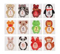 GLOGLOW 12pcs Baby Monthly Autocollant, Mignon Dessin de Dessin animé Safe Peel et Stick Sticker Mois du Nouveau-né pour Les Parents événements et Célébrations Familiales
