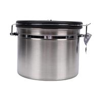 GLOGLOW 2,5 L de café étanche à Air, Récipient de Rangement Alimentaire en Acier Inoxydable avec une Vanne et un Tracker de Datte pour les Noix de thé à café haché (SILVER)