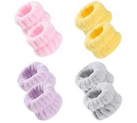 GLOGLOW 4 Paires de Bracelets, Bandeaux Absorbants en Microfibre Douce pour Laver le Visage, avec une Bonne élasticité, Polyvalents pour les Soins de la (2# violet + 9# gris + 10# jaune + 12#