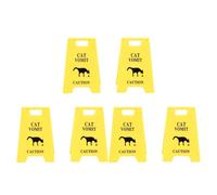 GLOGLOW 6pcs Cat Vomit ATTENTION SIGNER, Multifonctionnel Drôle Innovant Evident Plastic Pet Pet Vomit Signe D'avertissement pour le Salon Yard de Cuisine du Salon (YELLOW)