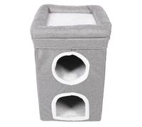 GLOGLOW Abri Pliable pour Chat, Maison Chaude d'hiver pour Chats D'intérieur avec Conception Isolée à 3 Couches, Facile à Ranger et à Transporter 15,35x15,35x25,20 Pouces (Grey)