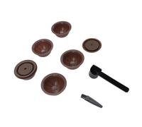 GLOGLOW Autres Outils et Accessoires à café Dosettes de café Rechargeables Accessoires de avec 5 Dosettes Vides 2 Disques de Capsules en Silicone Brosse à Cuillère Kit de Capsules (BROWN)