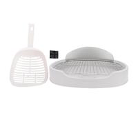 GLOGLOW Bac de Pot de Chien, Toilette pour Animaux de Compagnie de Salle de Bain pour Chiens Intérieure avec Gardien de Gueule Amovible Porte-Coussinet avec Un Filet en Acier Inoxydable (Grey)