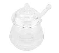 GLOGLOW Beehive Shape Honey Pot avec Stick Dripper, 245 Ml Fait à la Main Transparent Transparent de qualité Alimentaire en Polystyrène en Forme de Beehive en Forme de en de Miel avec Stick Dripper,