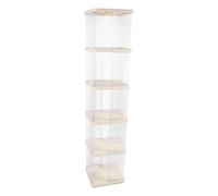 GLOGLOW Bibliothèque d'angle Rotative, étagère d'angle, Affichage à 360 Degrés, Support de Rangement de Livres sur Pied avec ABS Blanc Crème Pet pour Chambre à Coucher, Salon, étude (Carré 5 Niveaux)