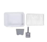 GLOGLOW Boîte à Litière pour Chats, Conception Minimaliste Polyvalente Boîte à Litière pour Chats avec Rack en Acier Inoxydable Baffle Anti-éclaboussures élégantes (White)