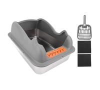 GLOGLOW Boîte à Litière pour Chats, Confortable Anti-éclaboussures Haut Siares Grande en Métal Chaton Toilette en Acier Inoxydable Conception Spacieuse Entrée Supérieure Bac à Litière