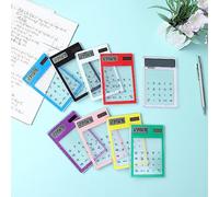 GLOGLOW Calculatrice Transparente, LCD Afficher la Petite Calculatrice de Bureau à écran Tactile à énergie Solaire pour l'école de Bureau Calculateur Transparent à Domicile, 4,7 X 3,2 Pouces à 8