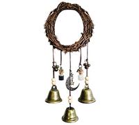 GLOGLOW Carillons éoliens de Sorcière, Cintres de Porte de Protection de Cloches de Sorcière Faits à la Main avec Pendentifs de Cloche en Bronze Durables, pour la Décoration de Cuisine (Couleur des