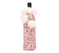 GLOGLOW Couvre-Bouteille de Vin de Noël, Robe à Paillettes à Paillettes Réutilisable Sac de Bouteille de Vin Brillant (Or Rose)