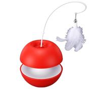 GLOGLOW Distributeur Interactif de Friandises pour Chat, Baguette en Plumes, Hauteur de 29 Cm, Auto-Oscillation pour Les Ménages Multi-Chats, Réduction des Conflits de Jeu partagé (Rouge)