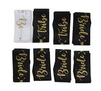 GLOGLOW Ensemble de Ceinture de Demoiselle D'honneur de Mariée 8 Pièces Ensemble de Ceinture de Mariage avec Lettres Dorées en Polyester Hypoallergénique pour la Décoration de Fête de (noir)