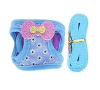 GLOGLOW Ensemble Harnais et Laisse pour Lapin, Harnais Doux et Respirant pour Chats, Gilet Réglable avec de Jolis Nœuds à Paillettes pour Petits Animaux de Compagnie (M)