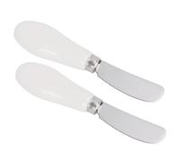 GLOGLOW Épandeur de Beurre, épandeur de Fromage en Acier Inoxydable avec Poignée en Céramique, de qualité Alimentaire pour Beurre et Confiture, Idéal pour un Usage Familial (WHITE)