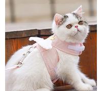 GLOGLOW Faire de Harnais de Chat Réglable, Preuves du Faisceau de Gilet des Ailes d'ange Léger avec Une Corde de Traction de 1,5 M / 4,9 Pieds Adaptée aux Promenades Quotidiennes Jogging Faire Un
