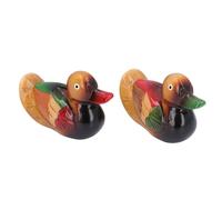 GLOGLOW Figurine de Canards Mandarins en Bois Faite à la Main, Statue Colorée D'oiseaux D'amour avec Peinture à Base D'eau Vibrante pour Cadeau de Pendaison de Crémaillère D'anniversaire (7121V-2061)