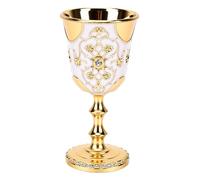 GLOGLOW Gobelet à Vin en émail 9.5cm, Tasse Florale de Vigne Dorée en or, Verre de Communion Vintage en Alliage pour Décoration de Fête de Mariage à Domicile