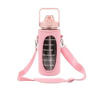GLOGLOW Grande Bouteille D'eau de Sport de 2000ml, Portable, pour L'extérieur, avec Sangle et Couvercle de Tasse, pour Entraînement en Salle de Sport, Randonnée, Voyage (PINK)