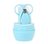 GLOGLOW Kit de manucure pour bébé 4pcs Pratique Quotidienne bébé Ciseaux à Ongles sécurité Ciseaux kit de Soins de toilettage pour bébé(Bleu)