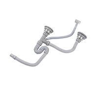 GLOGLOW Kit de Vidange D'évier Double, Tuyau D'évacuation D'évier de Cuisine, Kit de Vidange D'évier en Acier Inoxydable, Tuyau Universel D'égout à Double Canalisation pour Cuisine,