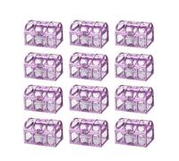 GLOGLOW Lot de 12 Boîtes à Trésors, Petits Contenants à Dragées en Plastique Transparent de 9 X 6,3 X 6 Cm, Bordure Dorée Galvanisée, Bords Lisses pour Bonbons de Mariage, Friandises