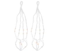 GLOGLOW Lot de 2 Pots de Fleurs Suspendus de 35,4 Pouces avec Anneau en Bois, Support de Pot de Fleur tissé à la Main pour Intérieur et Extérieur, Mur de Balcon, Décoration d'Intérieur Bohème,