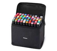 GLOGLOW Lot de 60 feutres de coloriage à double pointe, marqueurs fins et pinceaux pour coloriage adulte, illustration, manga, design à base d'alcool