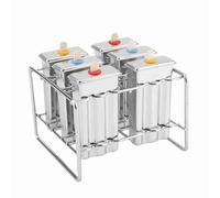 GLOGLOW Moule à Glace en Acier Inoxydable, Kit de Machine à Glace Faite Maison avec 6 Cavités, Lisse et sans Couture pour le Plaisir en Famille (Tête plate double rainure)