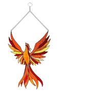 GLOGLOW Ornement en Vitrail Phoenix Suncatcher, Panneau D’Art Acrylique Fait à la Main avec des Couleurs Vives et Un Design D’Oiseau Mythique Unique pour la Décoration Intérieure (Couleur des Photos)