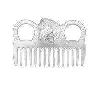 GLOGLOW Peigne de cheval robuste en métal, alimentation en dents courtes, queue de crinière, nœuds, en format de poche, merveilleux peigne de nettoyage pour poils de cheval
