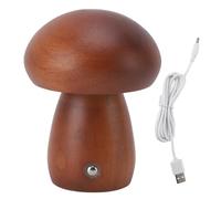 GLOGLOW Petite Lampe Champignon en Bois, Rechargeable par USB, Veilleuse Tactile sans Fil avec Batterie 1000mAh, pour Chambre à Coucher, Salon, Décoration de la Maison (2)