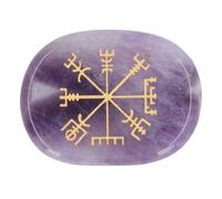 GLOGLOW Pierres de Cristal de Guérison Gravées des Vikings Nordiques, Pierres de Symbole Ovales Plates Sculptées à la Main avec des Symboles Anciens pour le Nettoyage des Chakras, (PURPLE)