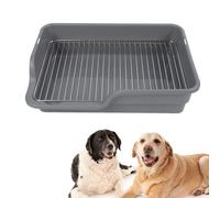 GLOGLOW Plateau de pot pour chien, bac de toilette pour chien, plateau pour uriner planifié avec grille en acier inoxydable, toilettes intérieures pour chien, toilettes d'entraînement pour chiot (gris